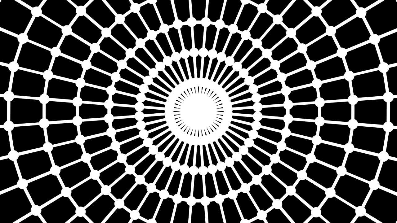 Primitive loopable web animation. Geometric round shape is spinning.