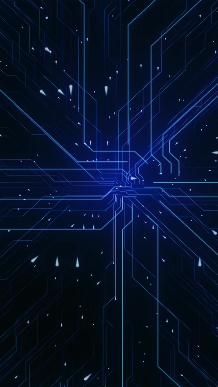 Blue circuit path technology background with glowing trace lines dark digital depth and clean