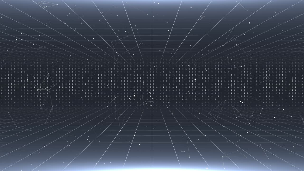 Digital cyberspace particles grid perspective data network connections big data flow data analysis