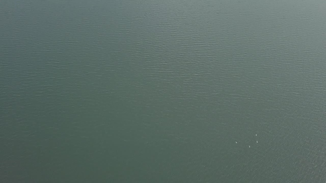 dlog 및 30fps로 호수 드론 영상 상공 비행