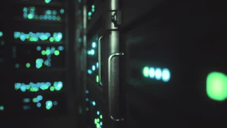 captivating view of illuminated server racks in a data center at night