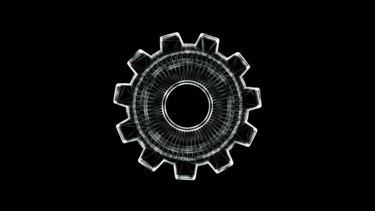 pantalla holográfica 3d de un engranaje industrial - bucle