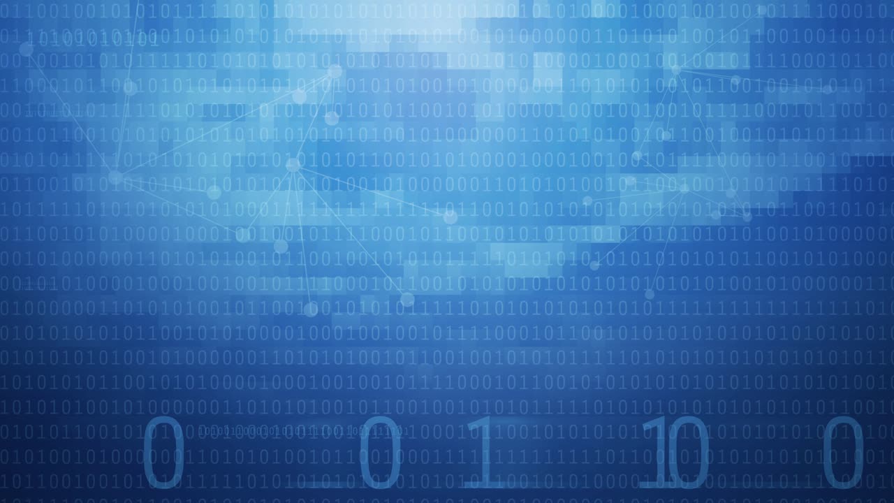 Digital abstract blue background cloud computing, binary code 4k video