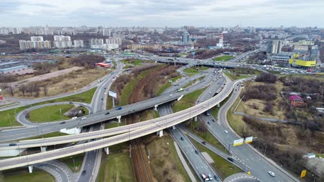 aerial view of a freeway intersection