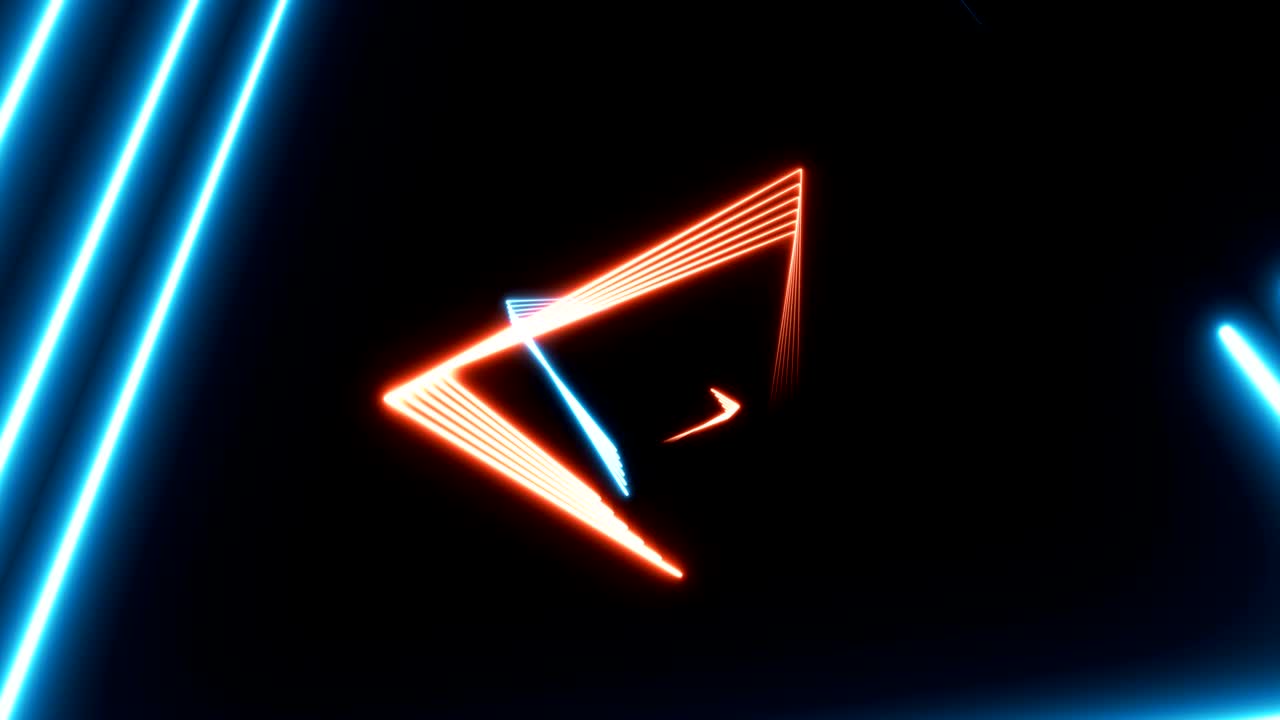 fondo abstracto de bucle sin costuras con triángulos de neón de colores