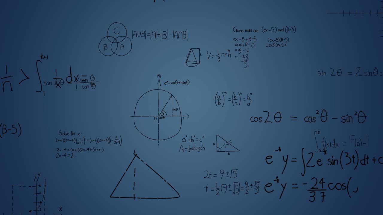 Animazione di equazioni matematiche su sfondo bianco