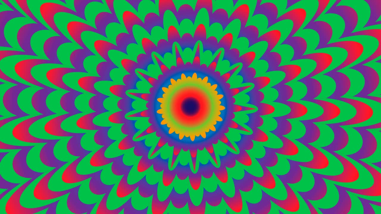 flor colorida simétrica de fuego giratoria con pétalos brillantes