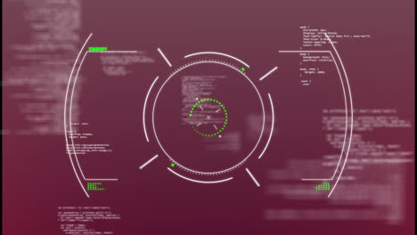 animation of scope scanning over data processing against pink gradient background