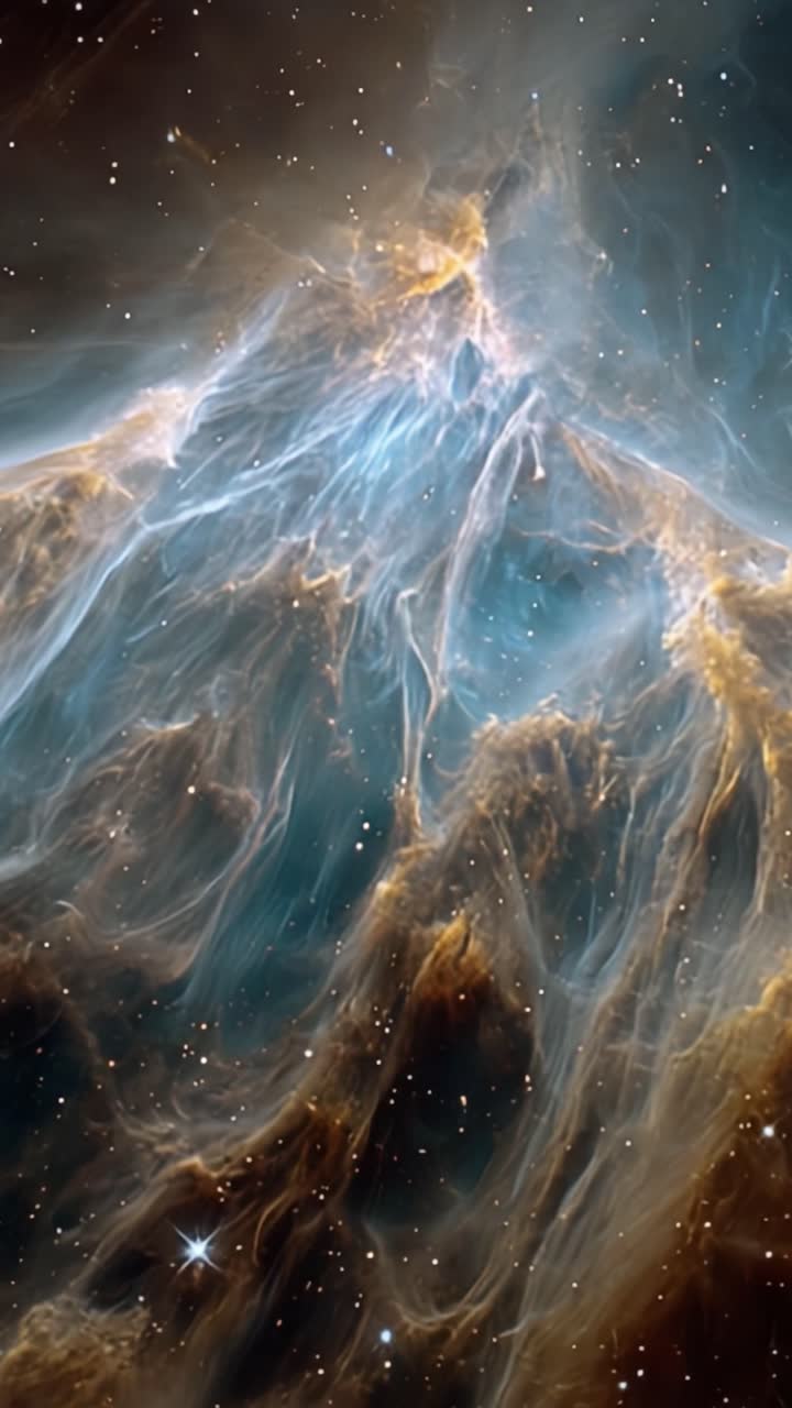 A Majestic Cosmic Landscape: Ethereal Nebula Featuring Swirls of Gas and Stardust Encased in the Dark Vastness of Space