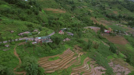 majestic aerial view terraced rice fields in sapa, vietnam, rural mountain landscape