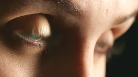 eyes and vision closeup of woman in optometrist