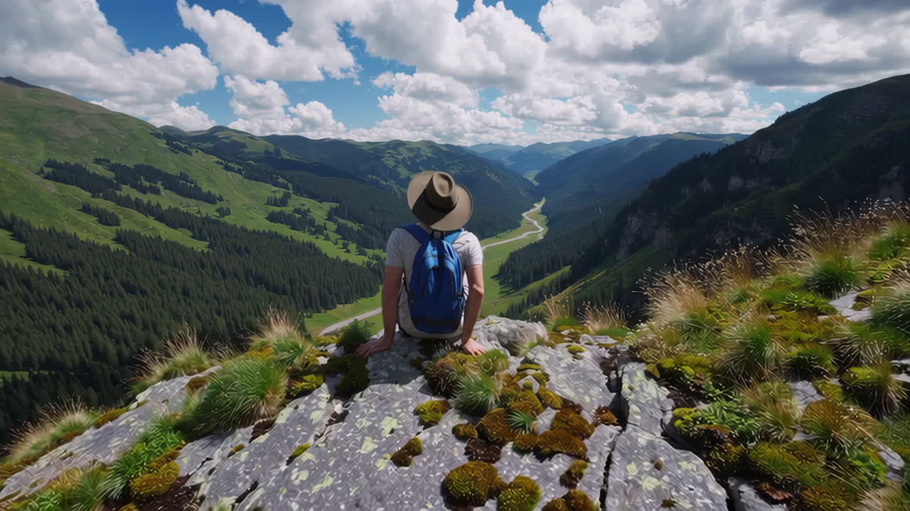 Hiker enjoying the view from a mountaintop