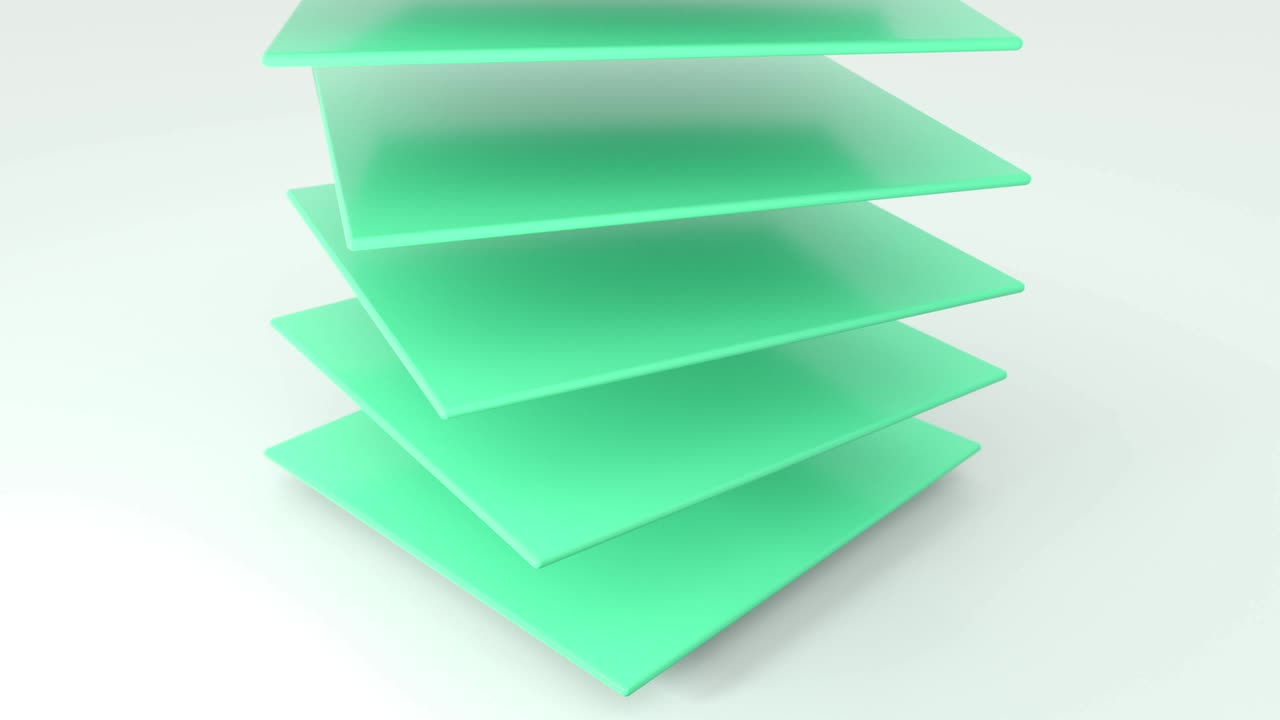 conjunto de diferentes planos de color despojando y girando formas geométricas objeto. 4k imágenes de animación de bucle sin costuras.