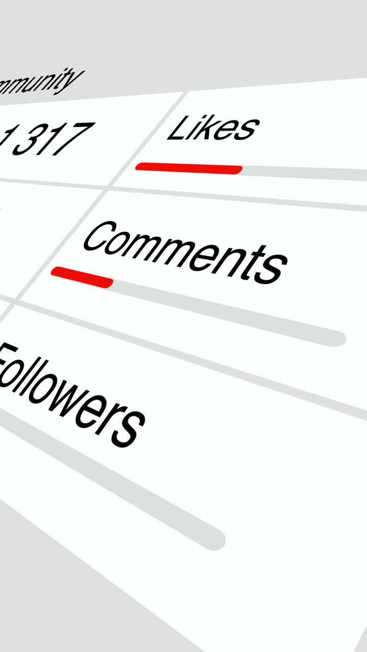 Social Media community popularity Statistics counter animation VERTICAL