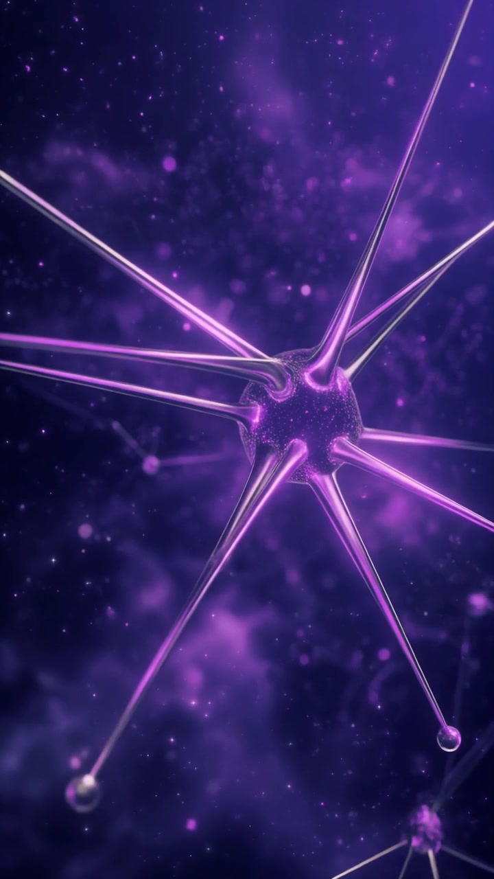 Abstract 3D Animation of Glowing Purple Neural Network