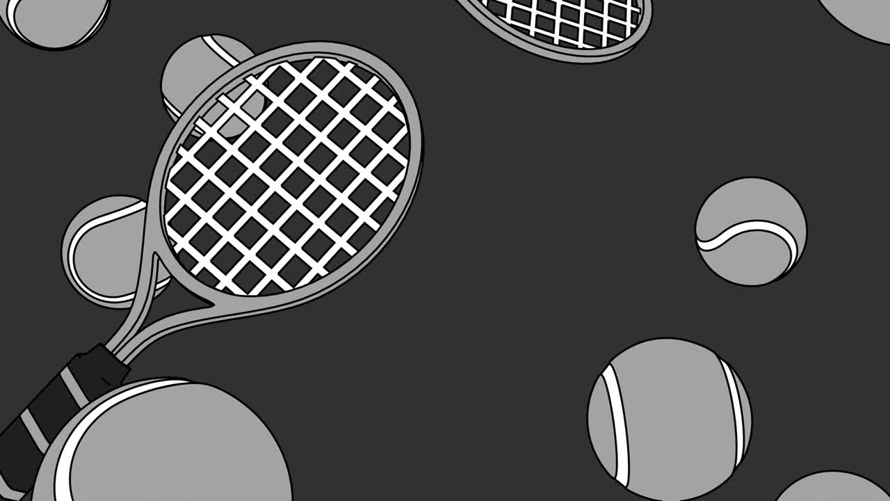 회색 바탕에 회색 테니스 공과 테니스 라켓을 그린 스타일입니다.