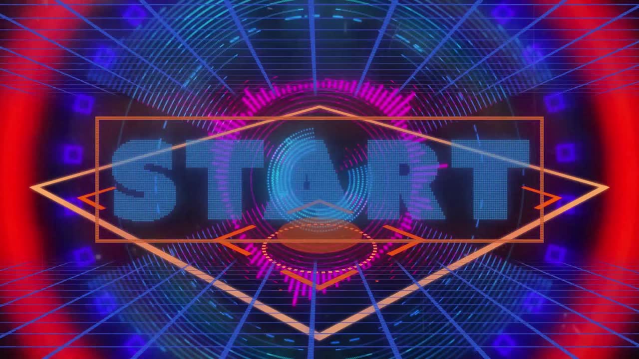 검은색 배경에 스 ⁇  스캔을 통해 시작 텍스트의 애니메이션