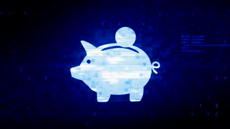 piggy bank coin symbol digital pixel noise error animation.