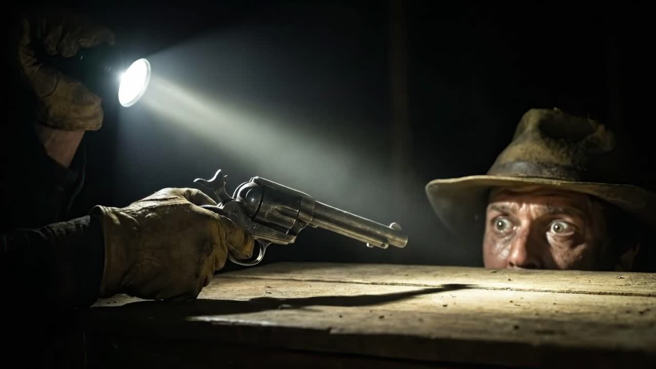 Konfrontasjon i mørket med en revolver