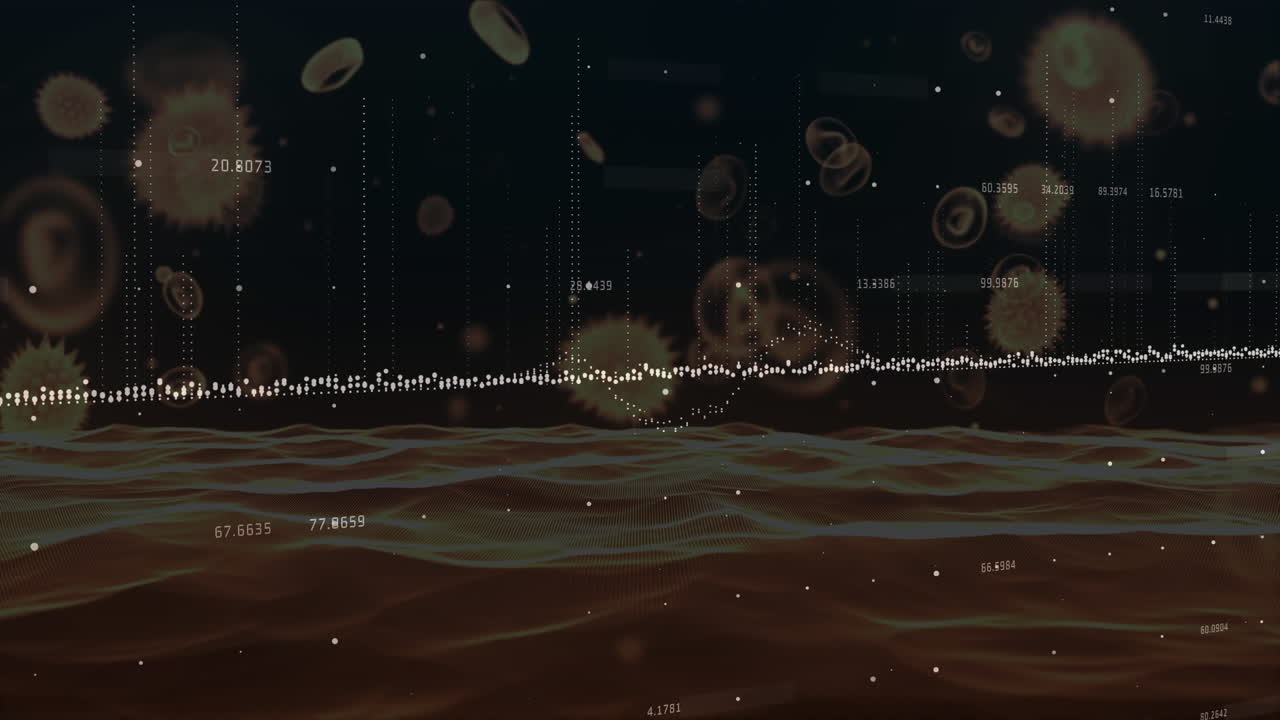바이러스 세포에 대한 데이터 처리의 애니메이션