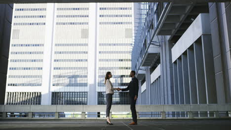 business meeting on an urban rooftop