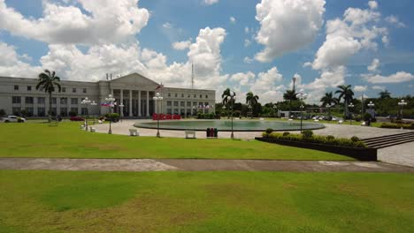 a moving forward drone shot of bacolod city's new government center