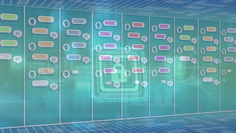 animación del chat en línea y procesamiento de datos a través de un candado de seguridad en línea.