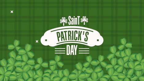 feliz día de san patricio letras con hojas de trébol