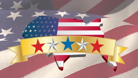 animation of usa flag with stars over waving flag of united states