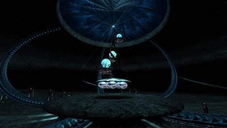 la cueva de la torre de ciencia ficción de fantasía 3d muestra la ilustración