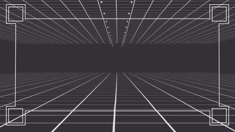 animación de marco blanco y líneas con espacio de copia en fondo negro