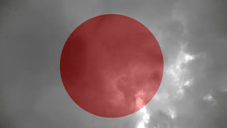 bandera japonesa en la tormenta