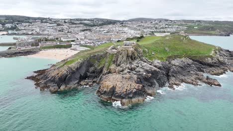 st ives head cornwall uk drone , aerial , view from air