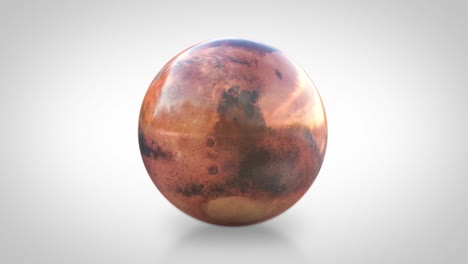 the red planet of mars represented as a glossy marble – seamlessly looped over one full rotation - center