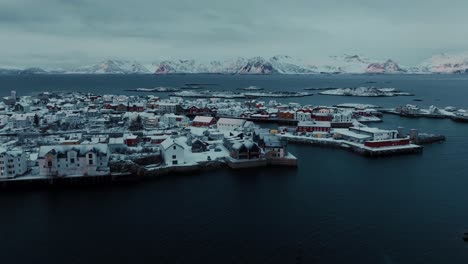 vista aérea de las islas lofoten hermoso paisaje durante el invierno