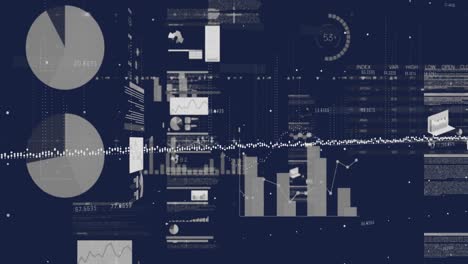 Animation of data processing on black background