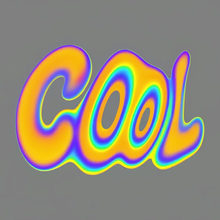 Animeret Flydende Ord 'Cool' med Skiftende Regnbuefarver