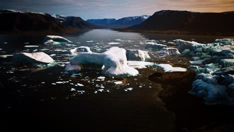 ice icebergs in greenland at summer
