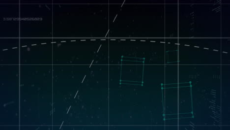 animación del procesamiento de datos sobre la cuadrícula sobre un fondo oscuro