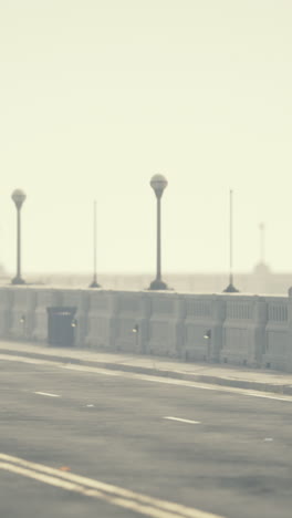 foggy street on a bridge