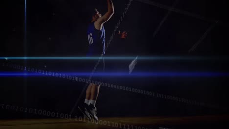 Animación-De-Procesamiento-De-Datos-Y-Estelas-De-Luz-Sobre-Un-Jugador-De-Baloncesto-Birracial.