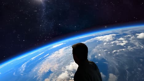 astronaut in space with earth and stars in the background