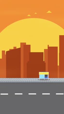 city bus at sunset