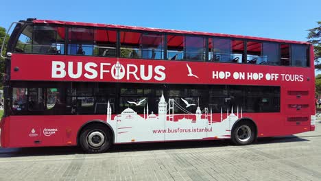 red double-decker bus in istanbul