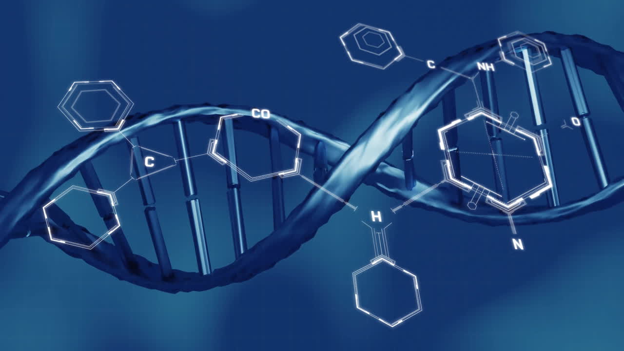 Animation of dna strand over chemical formula