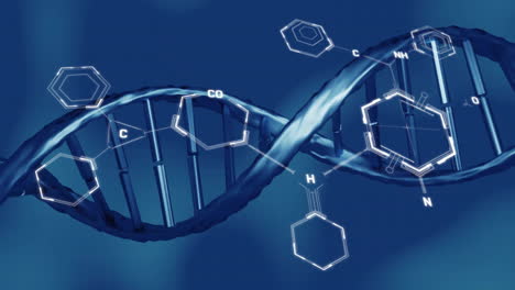 animation of dna strand over chemical formula