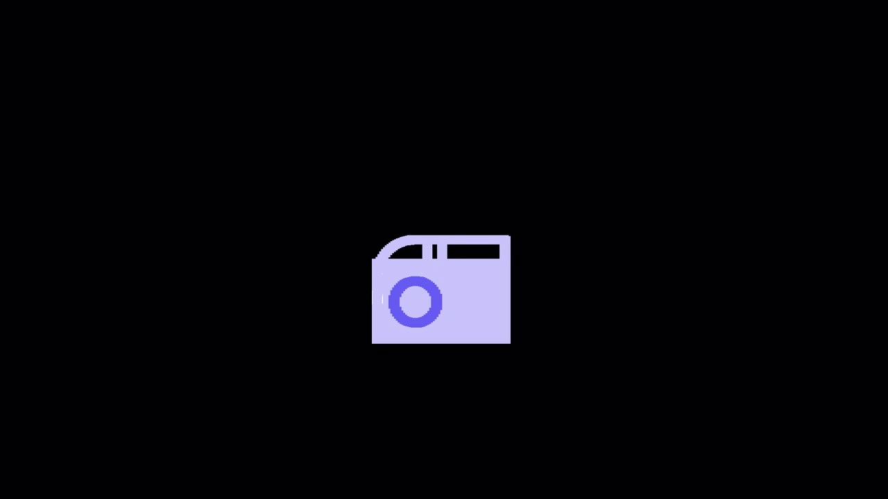 Animazione Minimalista dell'Icona della Fotocamera su Sfondo Nero