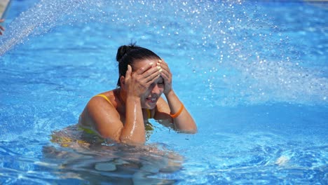beautiful girl on vacation. beautiful girl enjoying the water park
