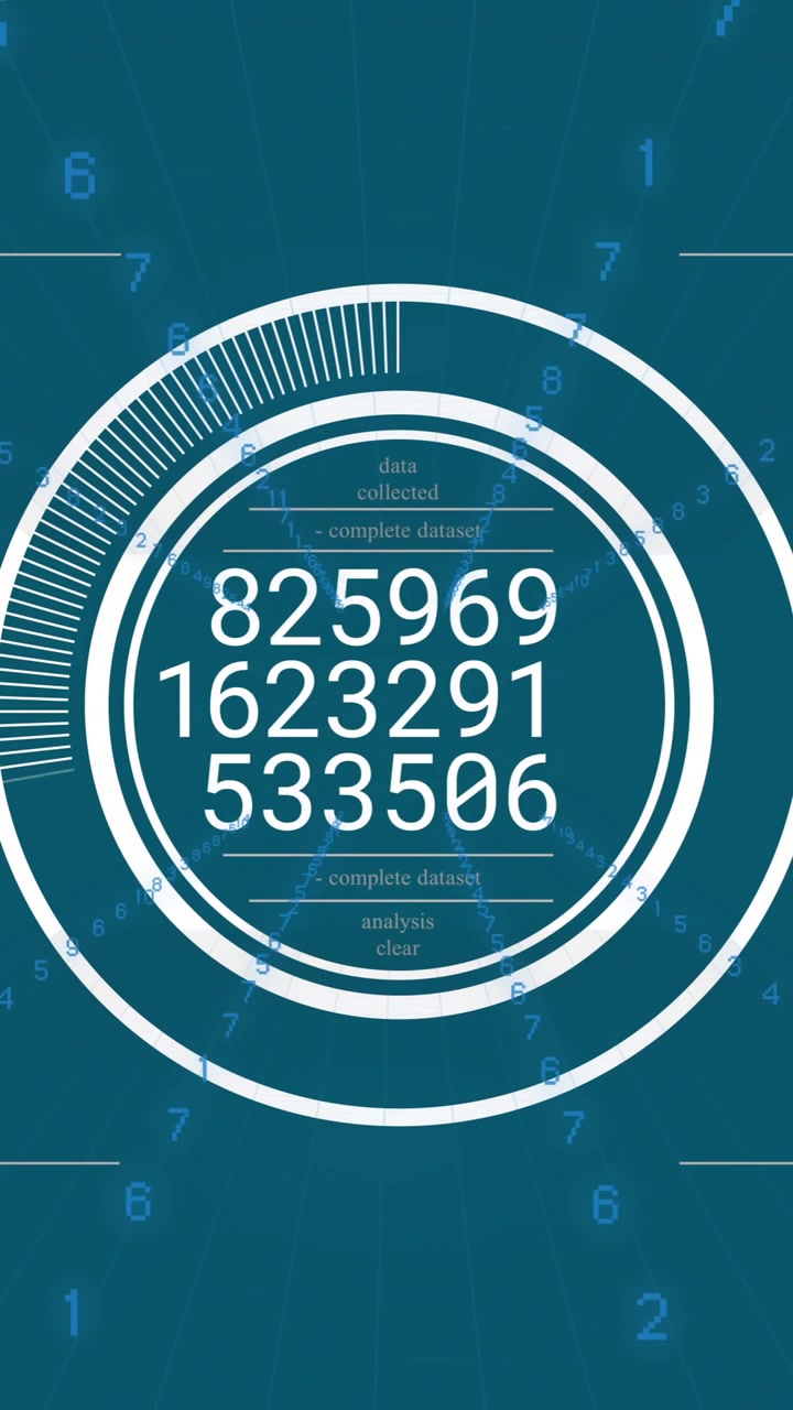 Animation of scope scanning and data processing over blue background