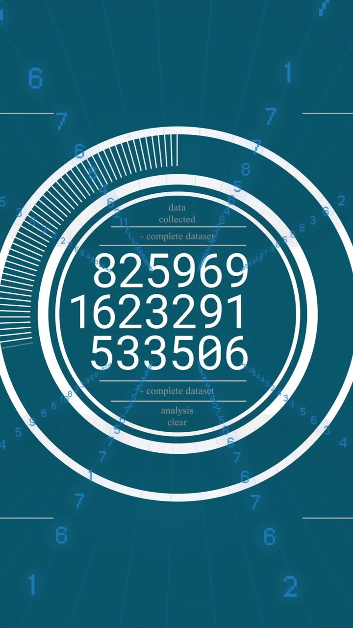 Animation of scope scanning and data processing over blue background